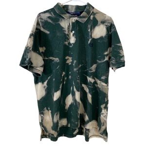 Chaps XL Custom Bleach Tie Dye Polo Green Shirt